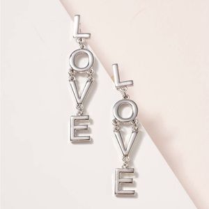 Dani Silver Love Metal Drop Earrings